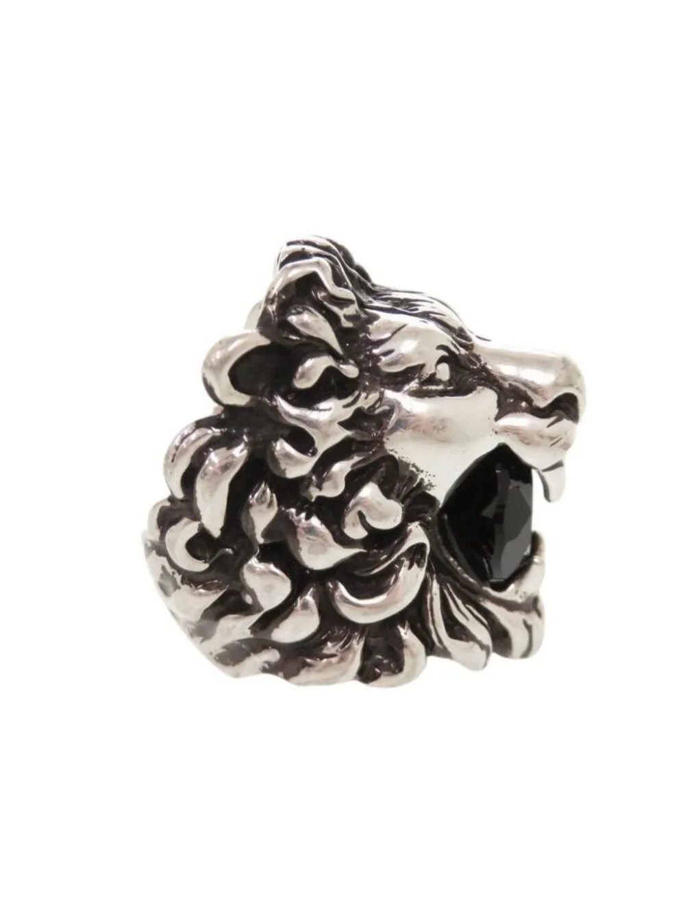 Gucci Lion Head Metal Stone Silver Ring